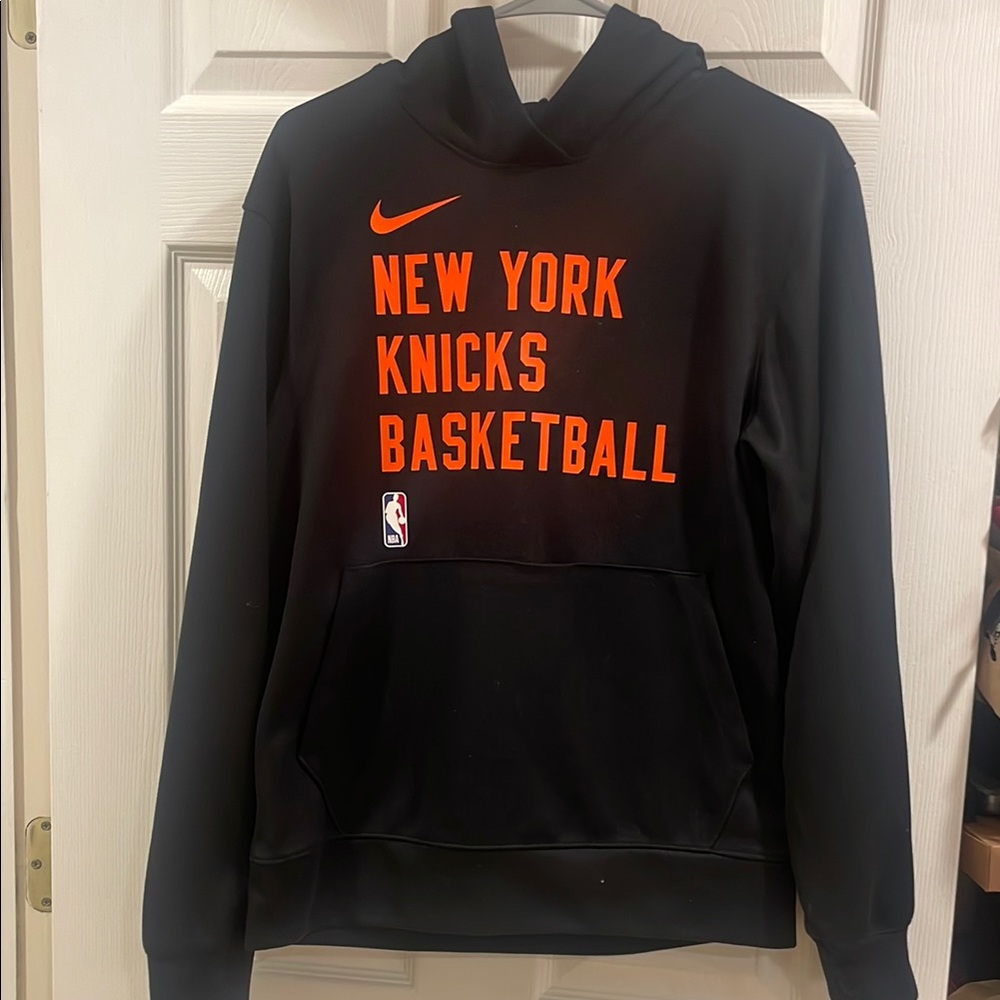 Nike Black New York Knicks Basketball Hoodie with Orange Logo